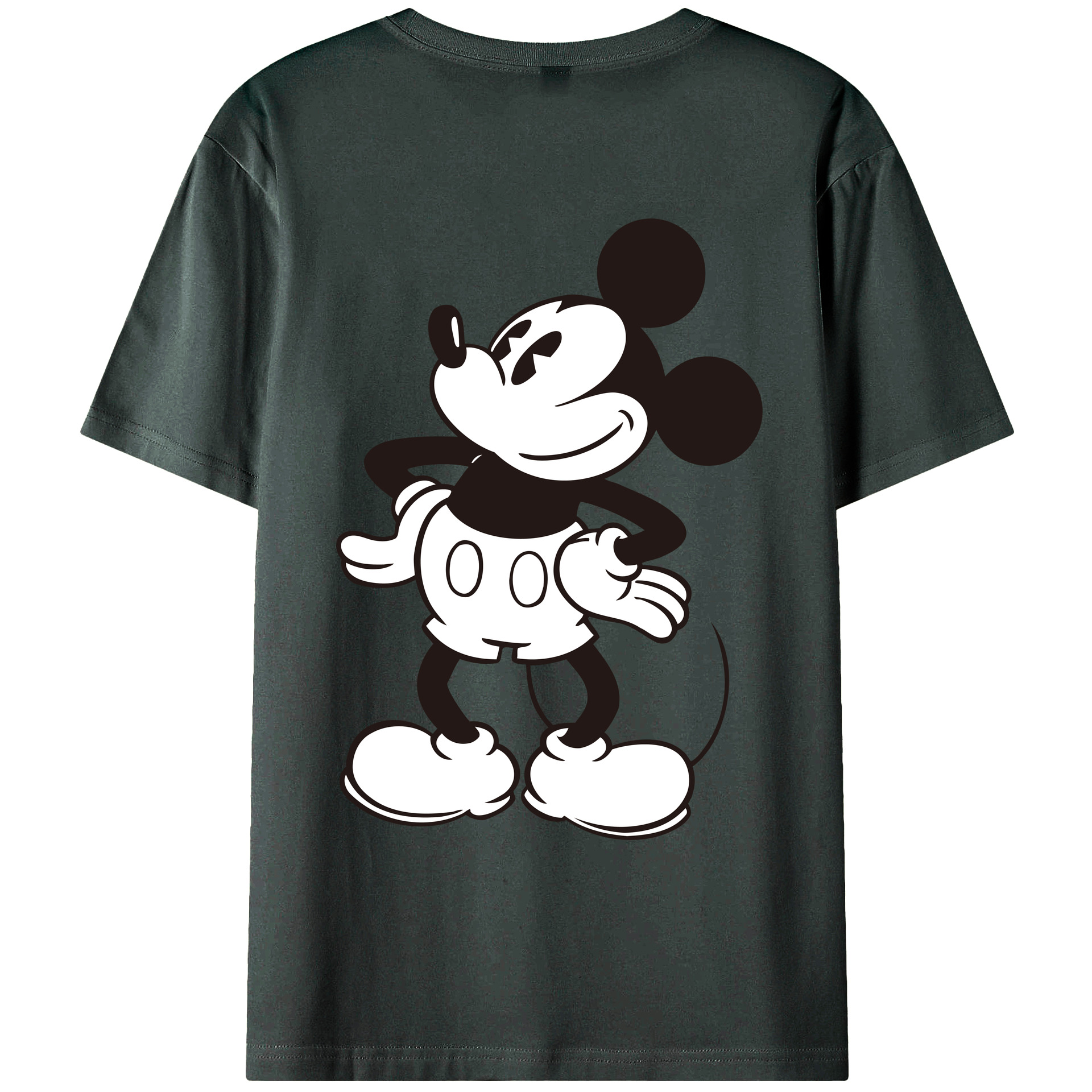 ミッキーマウス Mickey Mouse 綿100％ メンズ半袖Tシャツ（バックプリント） 通気性